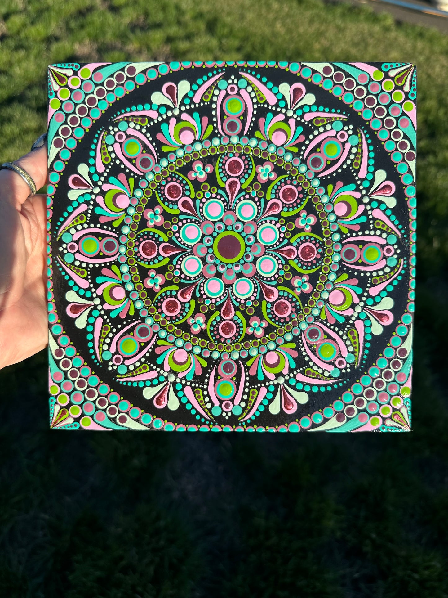 8x8 Wood Canvas Mandala Painting