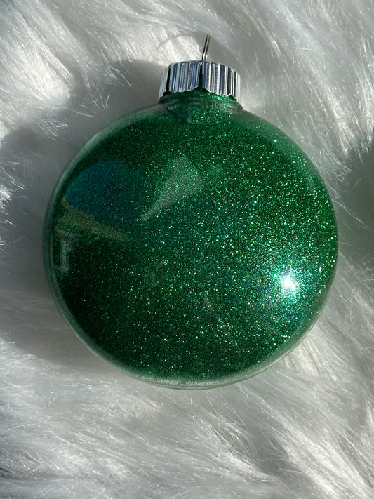 Glitter Christmas Ornament - Disc / Round -Green, Red, White