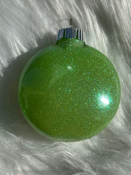 Glitter Christmas Ornament - Disc / Round - Greens, Red, White