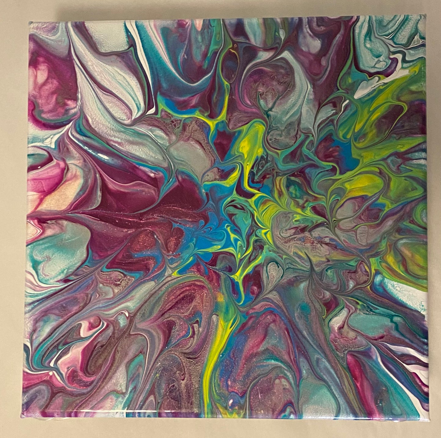 10 x 10 Paint Pour Meets Mandala