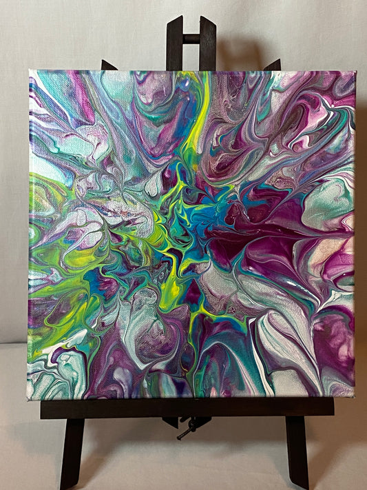 10 x 10 Paint Pour Meets Mandala