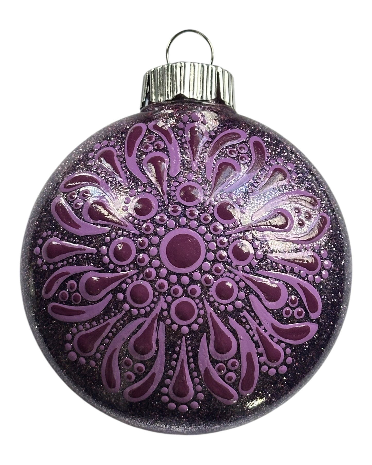 Glitter Christmas Ornament - Disc / Round - Purple's