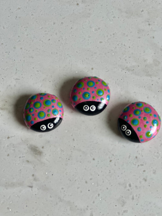 Magnet Lady Bug  - Pink, Blues and Green