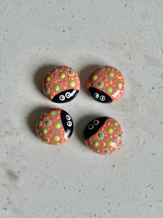 Magnet Lady Bug  - Melon, Yellow and Blue