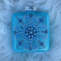 Glitter Christmas Ornament - Square - Blues, White