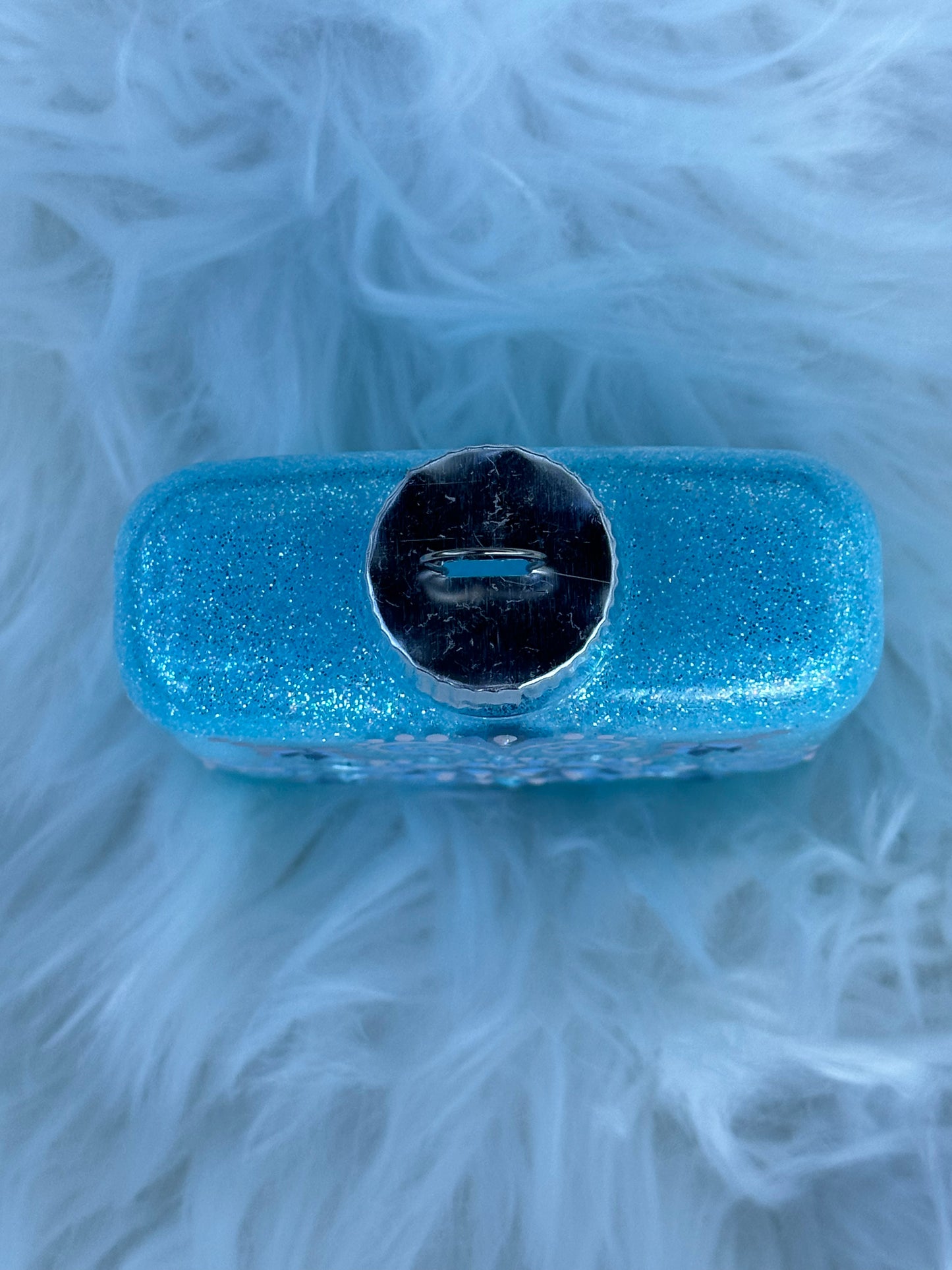 Glitter Christmas Ornament - Square - Blues, White
