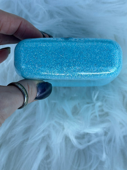 Glitter Christmas Ornament - Square - Blues, White