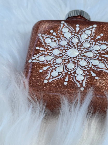 Glitter Christmas Ornament - Square - Rose Gold