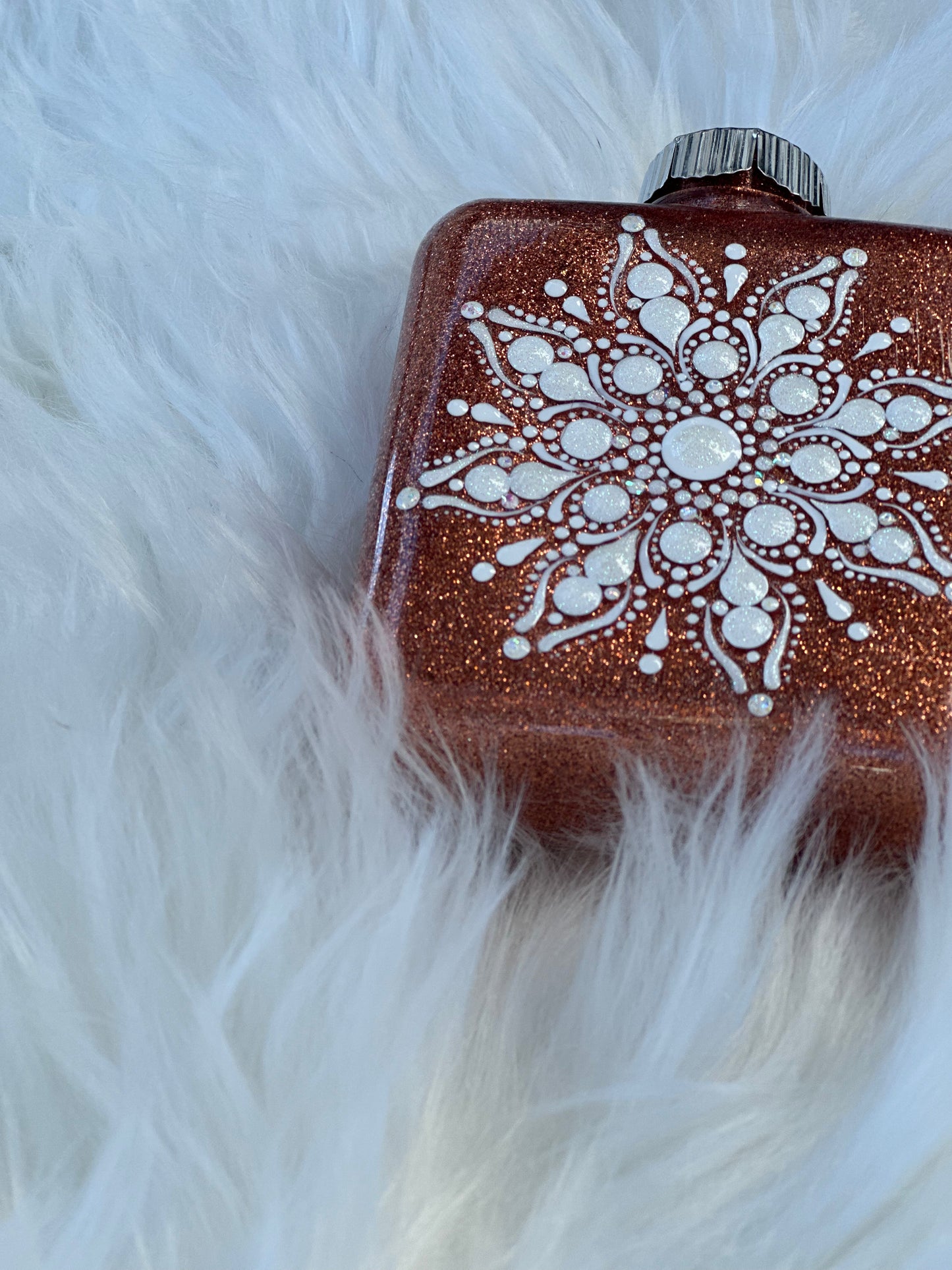 Glitter Christmas Ornament - Square - Rose Gold