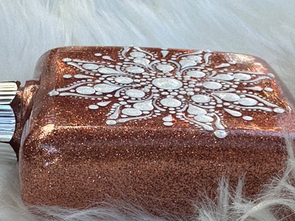 Glitter Christmas Ornament - Square - Rose Gold