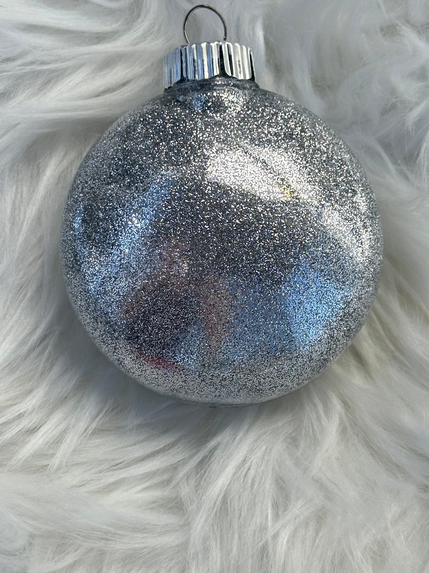 Glitter Christmas Ornament - Disc / Round - Silver, Turquoise, White - Snowmen