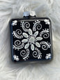 Glitter Christmas Ornament - Square - Black, White, Silver