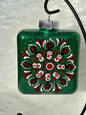 Glitter Christmas Ornament - Square - Green, White, Red - Snowmen