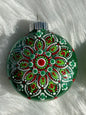 Glitter Christmas Ornament - Disc / Round -Green, Red, White