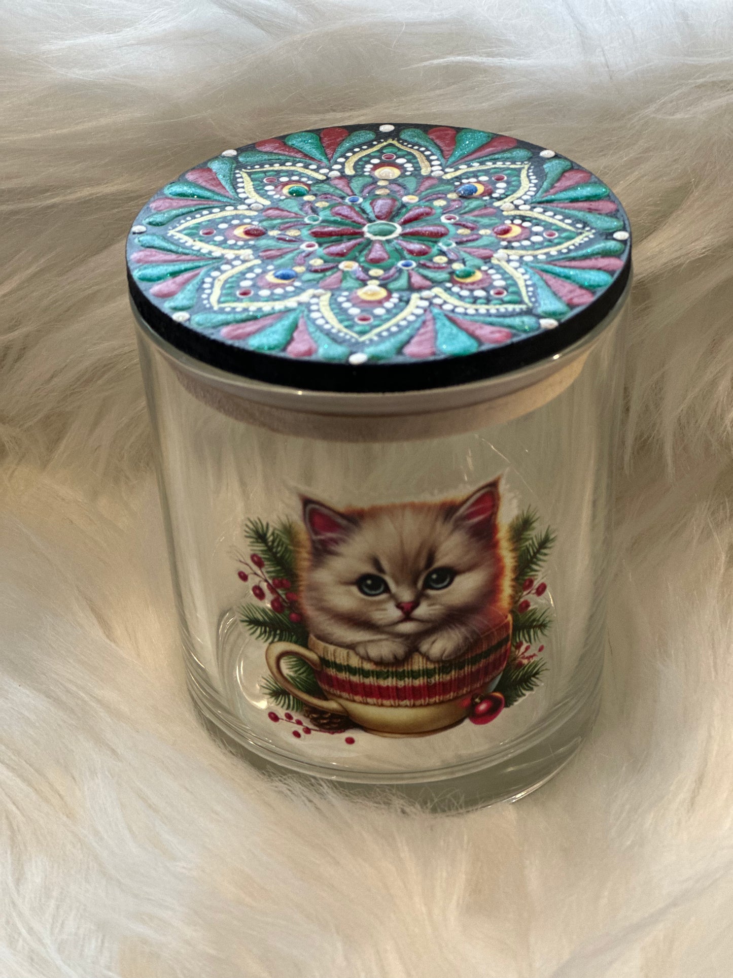 Stash / Display Jar - Christmas Kitten