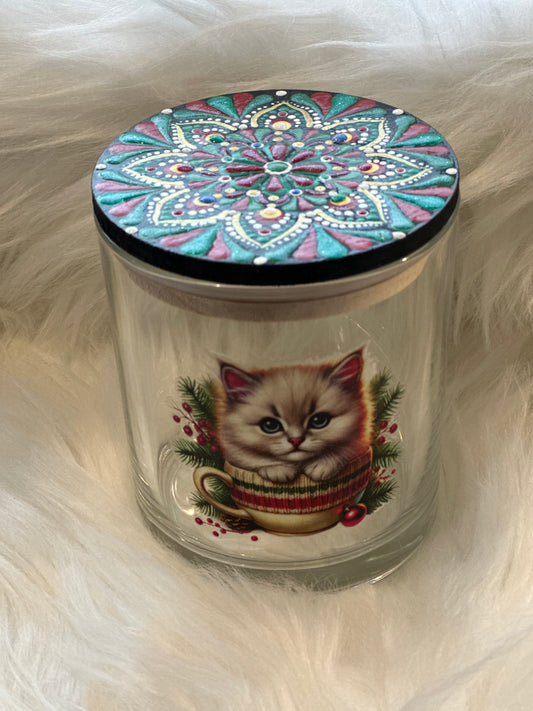 Stash / Display Jar - Christmas Kitten