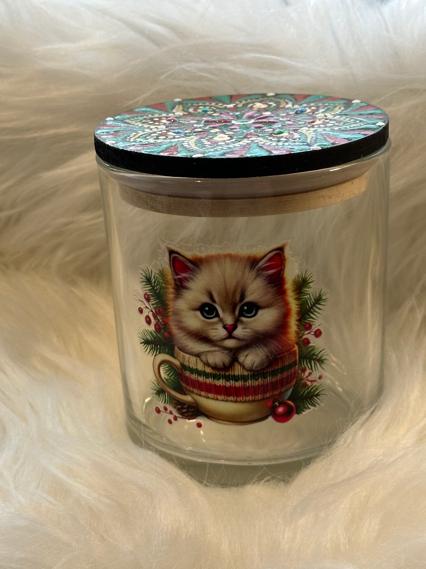 Stash / Display Jar - Christmas Kitten