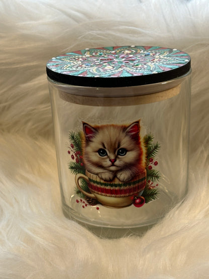 Stash / Display Jar - Christmas Kitten