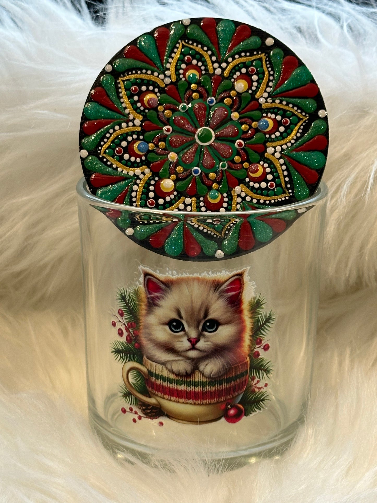 Stash / Display Jar - Christmas Kitten