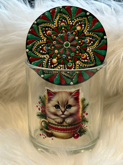 Stash / Display Jar - Christmas Kitten