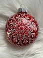 Glitter Christmas Ornament - Disc / Round - Red, White