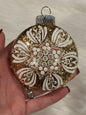 Glitter Christmas Ornament - Disc / Round - Gold, White, Champagne Gold, Copper