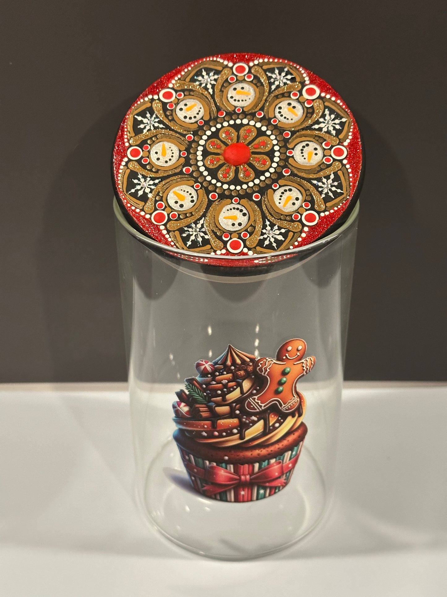 Stash / Display Jar - Snowmen, Gingerbread man