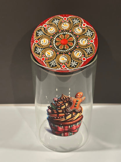 Stash / Display Jar - Snowmen, Gingerbread man