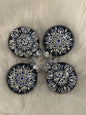 Glitter Christmas Ornament - Disc / Round -Blue, White, Rhinestones