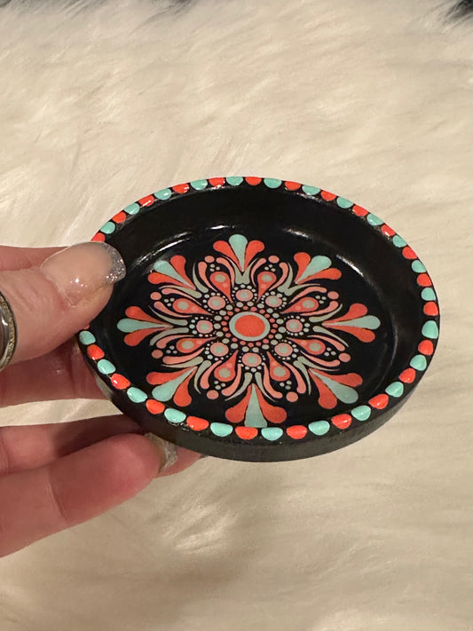 Jewelry/Trinket Dish - Orange, Mint Green
