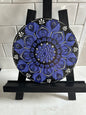 8.5" Wood Round Mandala Painting - Purples And White