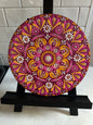 10" Wood Round Mandala Painting - April Birth Flower