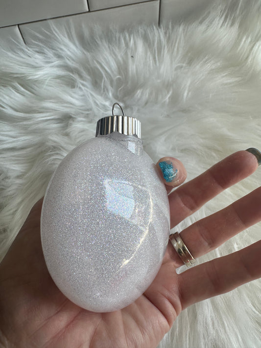 Glitter Christmas Ornament - Disc / Round - White, Pink, Teal