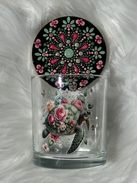 Stash / Display Jar - Turtle With Roses