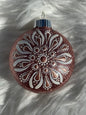 Glitter Christmas Ornament - Disc / Round - Rose Gold And White