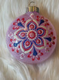 Glitter Christmas Ornament - Disc / Round - Pink, Fuchsia, White, Purple