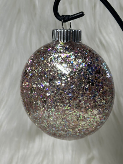 Glitter Christmas Ornament - Disc / Round - Gold, Pinks & Lavender
