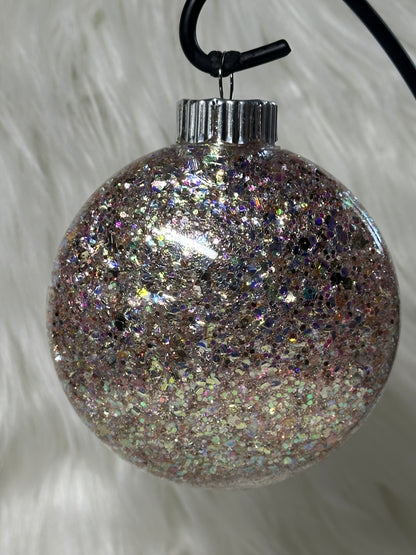 Glitter Christmas Ornament - Disc / Round - Gold, Pinks & Lavender