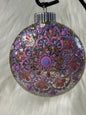 Glitter Christmas Ornament - Disc / Round - Gold, Pinks & Lavender