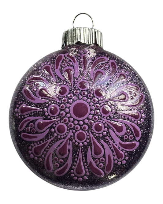 Glitter Christmas Ornament - Disc / Round - Purple's